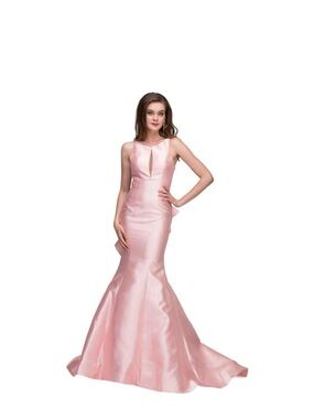 Lucci Lu 8232, Blush Trumpet Gown w/ Crystal Illusion & Ruffle
Back, 2